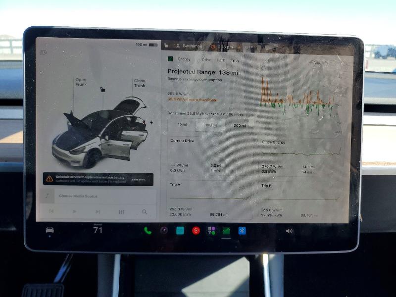 2020 Tesla Model y VIN 5YJYGDEF9LF023916 COPART salvage auction — FRONT END, NV - SALVAGE TITLE, sold $9,300 on 2026-10-08 (photo 9)