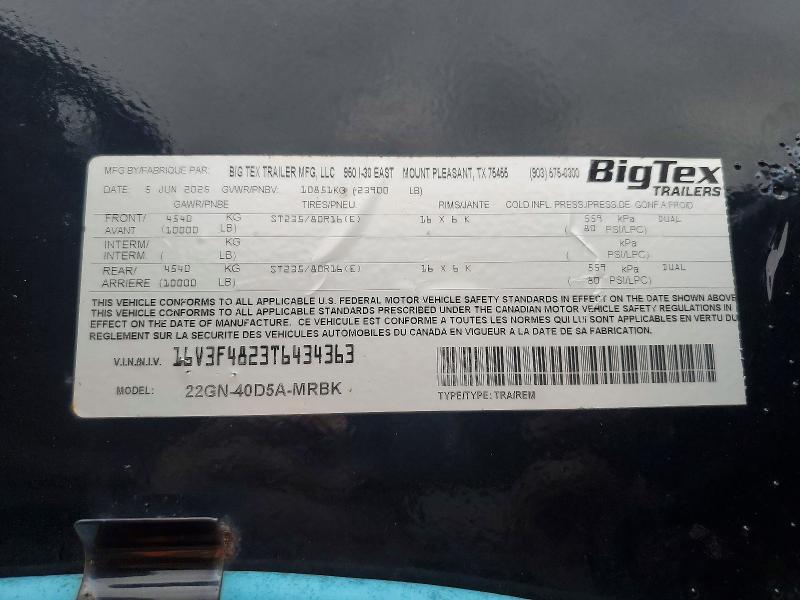 2026 Big tex Unknown VIN 16V3F4823T6434363 COPART salvage auction — NORMAL WEAR, TN - DEALER ONLY CLEAN TITLE (P), sold $6,700 on 2026-09-18 (photo 8)