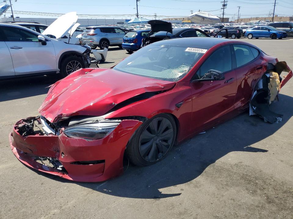 2023 Tesla Model s VIN 5YJSA1E55PF525924 COPART salvage auction — REAR END, Salvage Title, sold $8,700 on 2026-10-19 (photo 1)