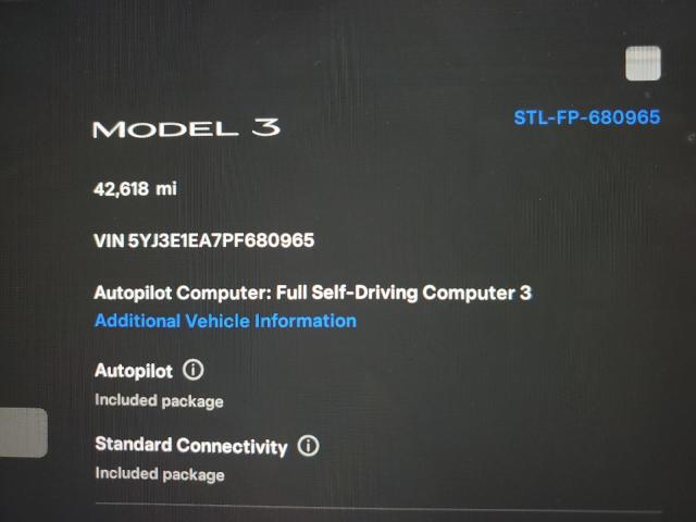 2023 Tesla Model 3 VIN 5YJ3E1EA7PF680965 COPART salvage auction — REAR END, ID - SALVAGE CERTIFICATE OF TITLE, sold $8,200 on 2026-07-02 (photo 9)