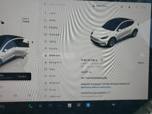 2023 Tesla Model y VIN 7SAYGDEE5PA144262 COPART salvage auction — UNDERCARRIAGE, Mo - Salvage Certificate Of Title, sold $1,300 on 2026-07-28 (photo 9)