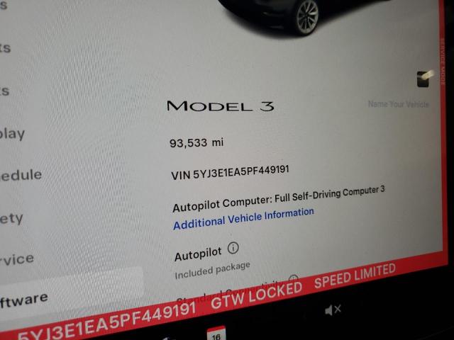 2023 Tesla Model 3 VIN 5YJ3E1EA5PF449191 COPART salvage auction — Front End, NY - CERTIFICATE OF TITLE, sold $8,000 on 2025-10-22 (photo 9)