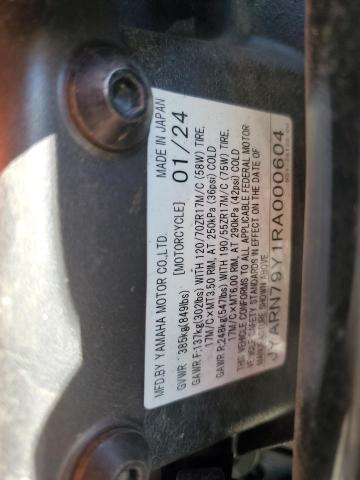 2024 Yamaha Mtn1000 VIN JYARN79Y1RA000604 COPART salvage auction — FRONT END, NV - SALVAGE TITLE, sold $2,100 on 2026-08-20 (photo 9)