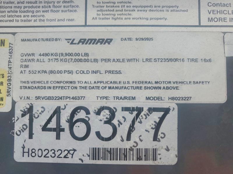 2026 Lamar Unknown VIN 5RVGB3224TP146377 COPART salvage auction — NORMAL WEAR, TN - CERTIFICATE OF TITLE (P), sold $2,800 on 2026-10-17 (photo 8)