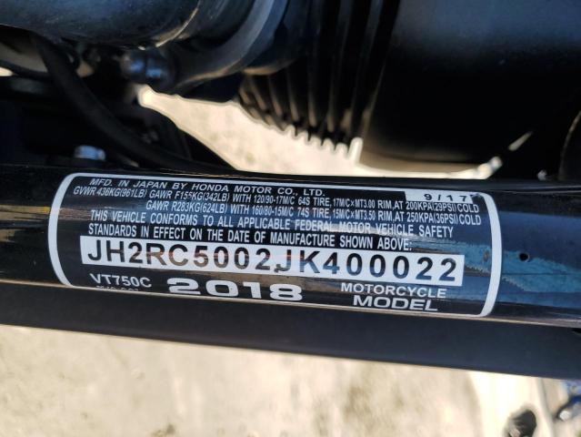 2018 Honda Vt VIN JH2RC5002JK400022 COPART salvage auction — ALL OVER, Al - Cert Of Title-Salvage Title, sold $1,350 on 2026-07-02 (photo 9)
