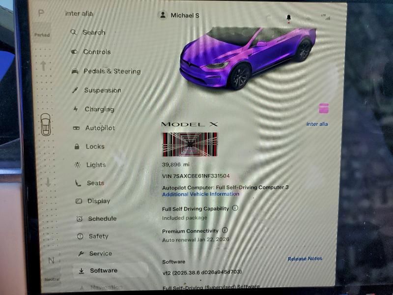 2022 Tesla Model x VIN 7SAXCBE61NF331504 COPART salvage auction — FRONT END, Nv - Salvage Title, sold $17,000 on 2026-07-13 (photo 9)