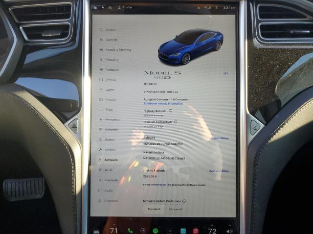 2015 Tesla Model s VIN 5YJSA1H2XFF084033 COPART salvage auction — FRONT END, Nj - Cert Of Title-Salvage, sold $4,250 on 2026-07-20 (photo 9)
