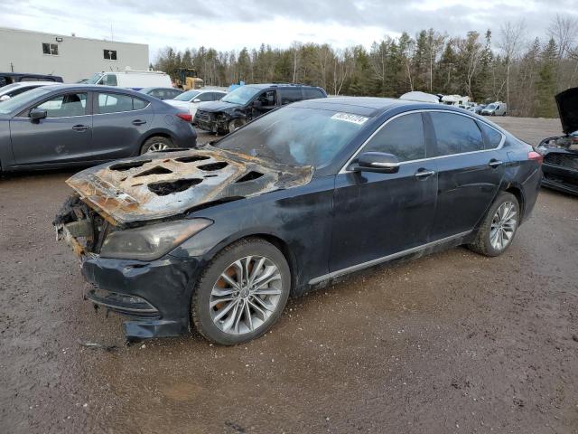 2015 Hyundai Genesis VIN KMHGN4JE3FU043598 COPART salvage auction — Burn Engine, On - Permit Irrepairable, sold $250 on 2026-07-28 (photo 1)