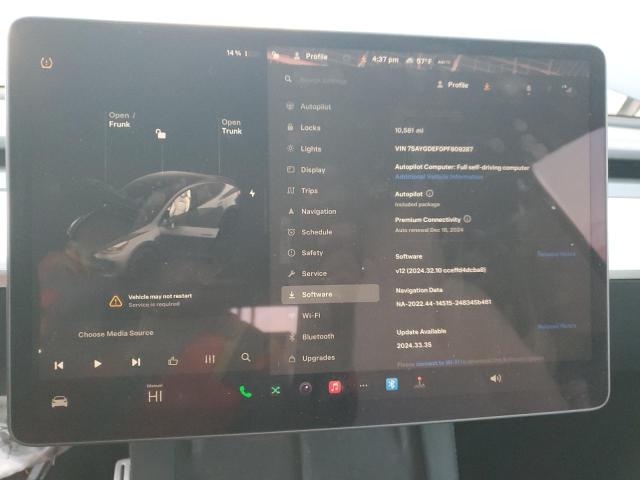 2023 Tesla Model y VIN 7SAYGDEF0PF809287 COPART salvage auction — FRONT END, Ca - Non-Repairable Vehicle Cert, sold $1,800 on 2026-07-31 (photo 9)