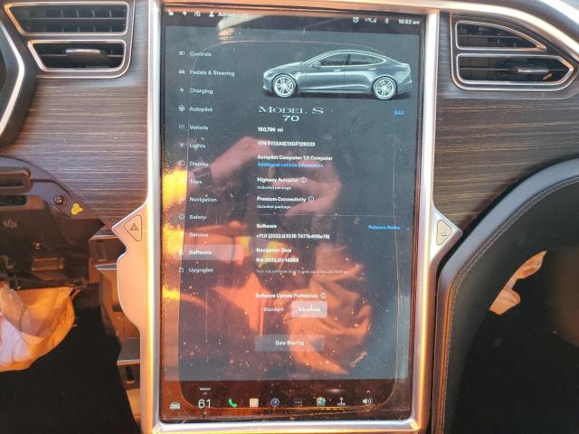2016 Tesla Model s VIN 5YJSA1E1XGF129033 COPART salvage auction — FRONT END, Il - Salvage Certificate, sold $800 on 2026-07-24 (photo 9)