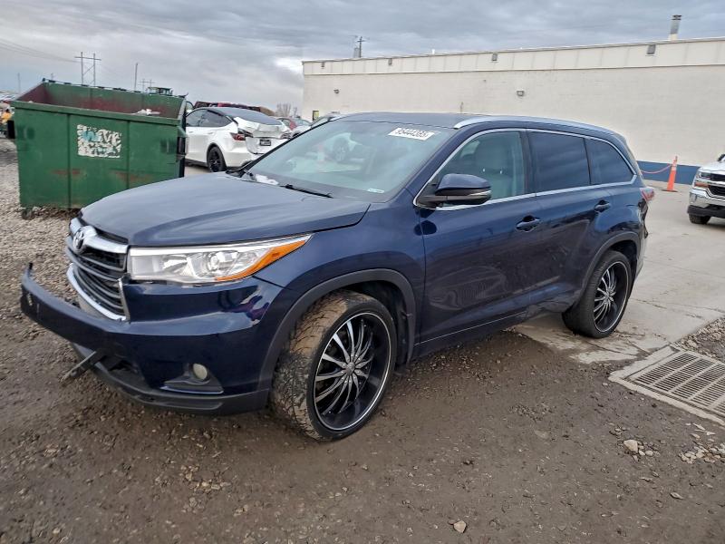 2016 Toyota Highlander VIN 5TDJKRFH8GS236919 COPART salvage auction — FRONT END, Ut - Salvage Certificate, sold $275 on 2026-07-20 (photo 1)