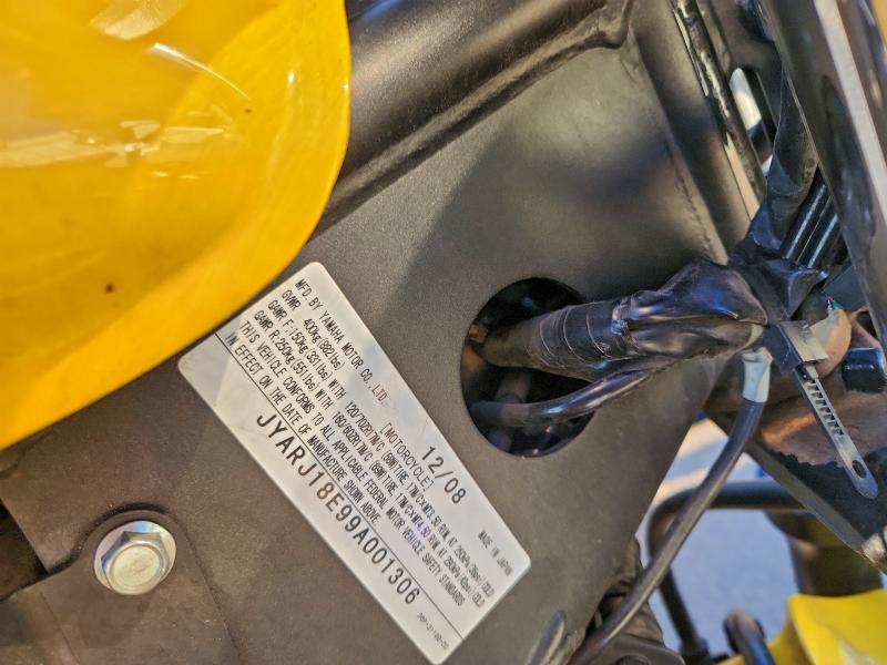 2009 Yamaha Fzr VIN JYARJ18E99A001306 COPART salvage auction — FRONT END, Nm - Cert Of Title-Salvage, sold $725 on 2026-08-20 (photo 9)