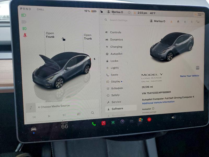 2023 Tesla Model y VIN 7SAYGDEE4PF889801 COPART salvage auction — UNDERCARRIAGE, Or - Salvage Title Certificate, sold $9,800 on 2026-07-21 (photo 9)