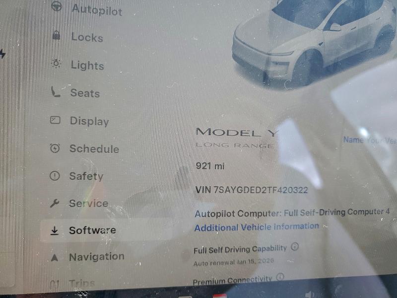 2026 Tesla Model y VIN 7SAYGDED2TF420322 COPART salvage auction — FRONT END, CA - SALVAGE CERTIFICATE, sold $11,300 on 2026-07-24 (photo 9)