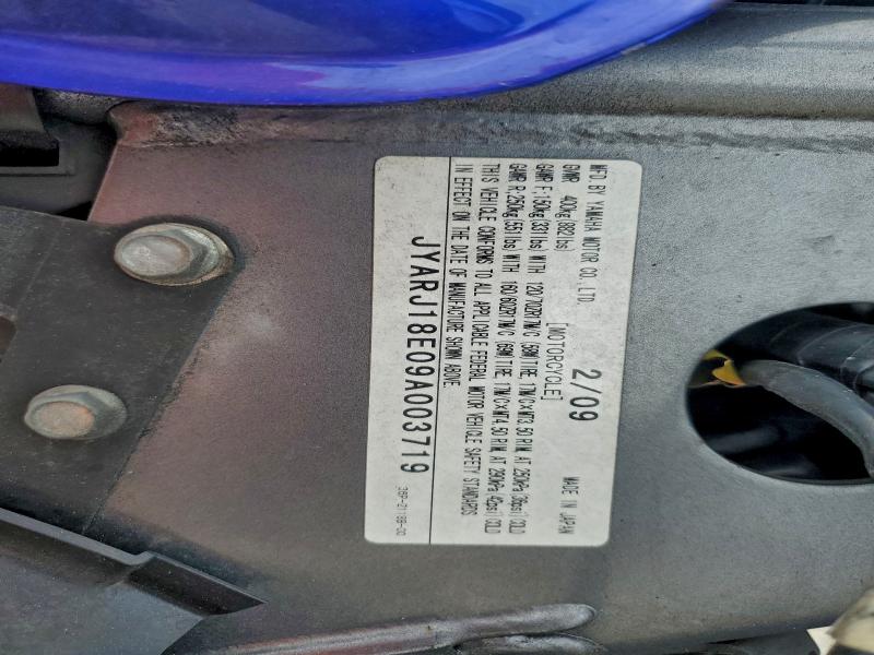 2009 Yamaha Fz6 VIN JYARJ18E09A003719 COPART salvage auction — FRONT END, Fl - Cert Of Title Slvg Rebuildable, sold $500 on 2026-07-08 (photo 8)