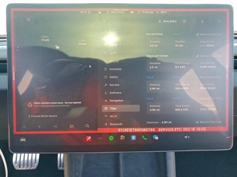 2025 Tesla Model 3 VIN 5YJ3E1ET8SF060765 COPART salvage auction — SIDE, Other, sold $13,400 on 2026-07-30 (photo 9)