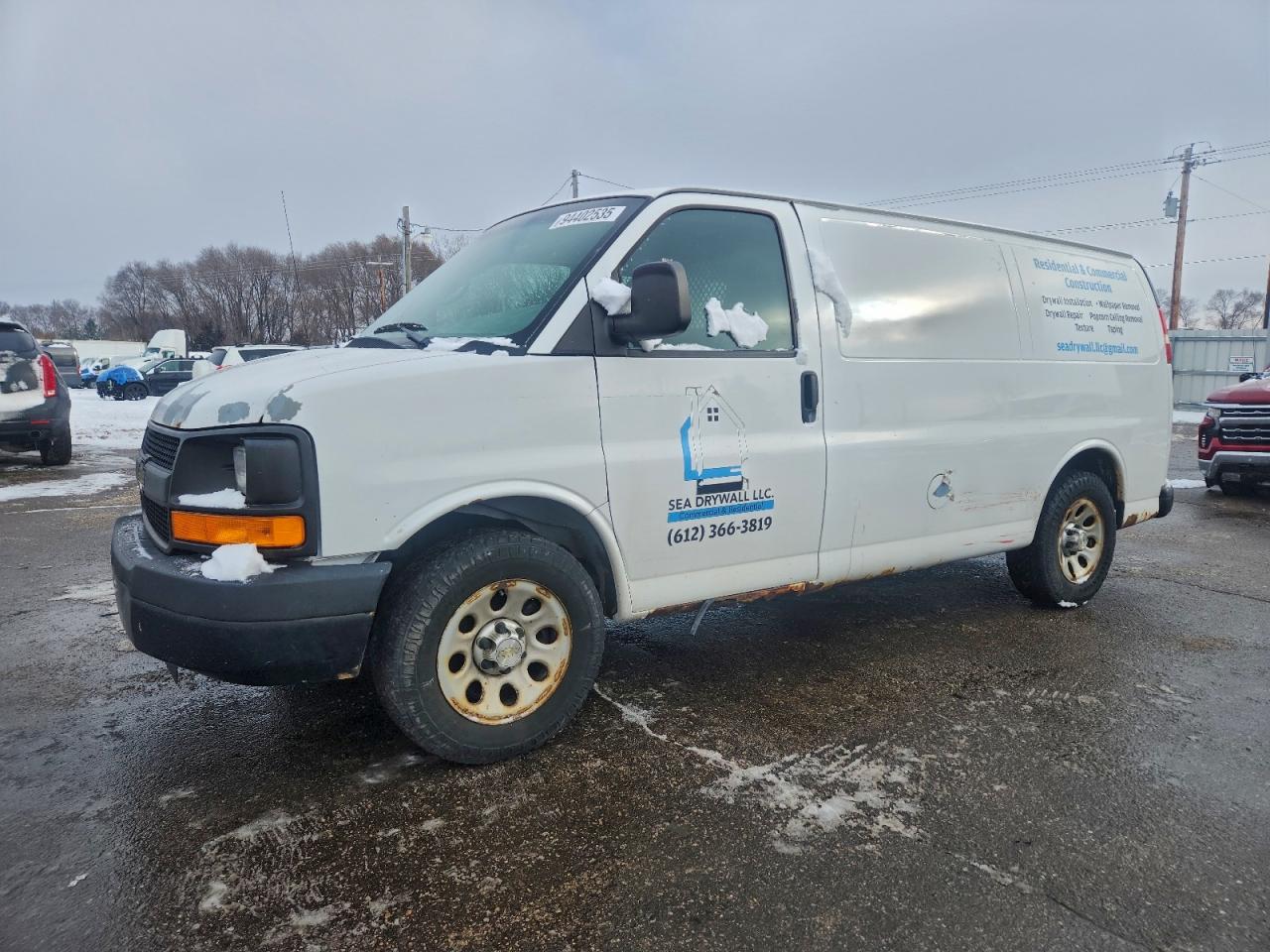2012 Chevrolet Express VIN 1GCSGAFX3C1143666 COPART salvage auction — Side, MN - CERTIFICATE OF TITLE, sold $1,400 on 2026-02-16 (photo 1)