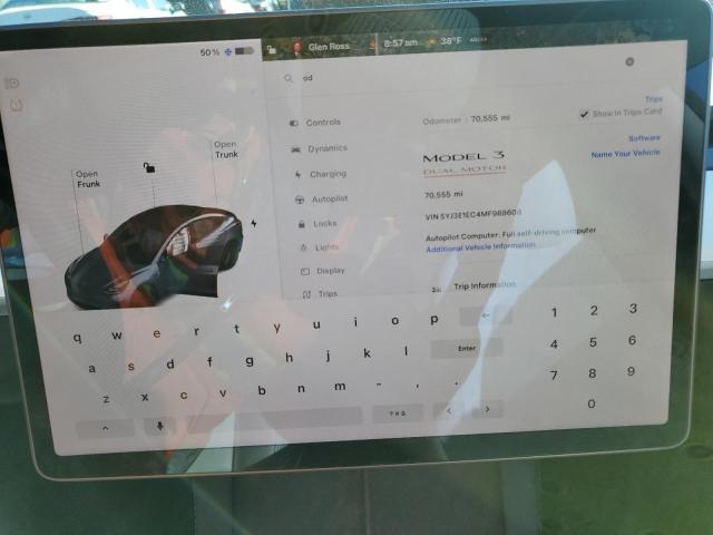 2021 Tesla Model 3 VIN 5YJ3E1EC4MF988608 COPART salvage auction — REAR END, FL - CERT OF TITLE SLVG REBUILDABLE, sold $12,500 on 2025-02-25 (photo 9)