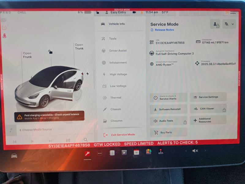 2023 Tesla Model 3 VIN 5YJ3E1EA4PF467858 COPART salvage auction — ROOF, Al - Cert Of Title-Salvage Title, sold $10,200 on 2026-07-15 (photo 9)