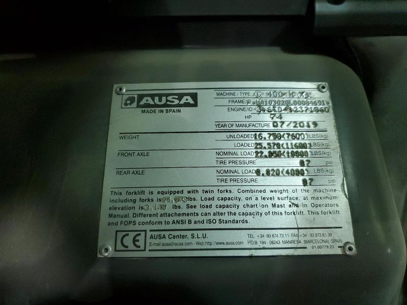 2019 Ausa All models VIN UA103020L00084691 COPART salvage auction — NORMAL WEAR, CA - BILL OF SALE, sold $11,300 on 2026-07-13 (photo 9)