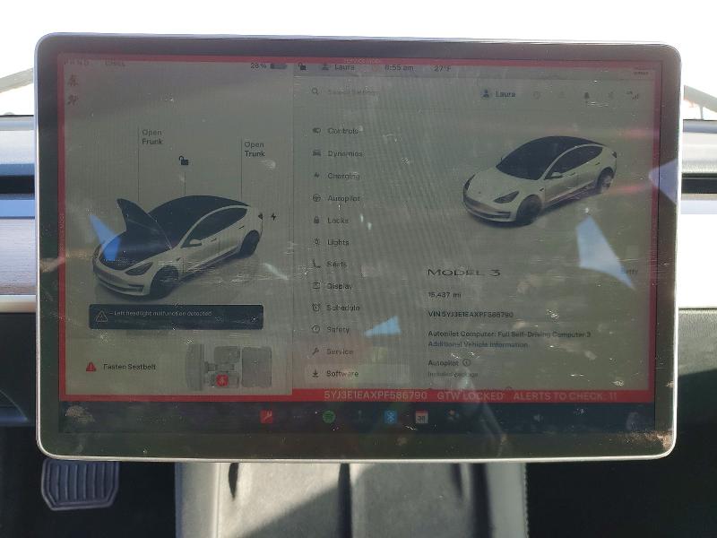 2023 Tesla Model 3 VIN 5YJ3E1EAXPF586790 COPART salvage auction — SIDE, IL - SALVAGE CERTIFICATE, sold $8,900 on 2026-07-08 (photo 9)