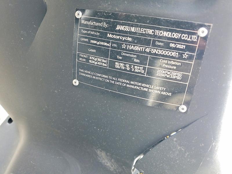 2022 Vespa Generic sc VIN HA6N1T4F5N3000061 COPART salvage auction — ALL OVER, NT, sold $100 on 2026-08-04 (photo 9)