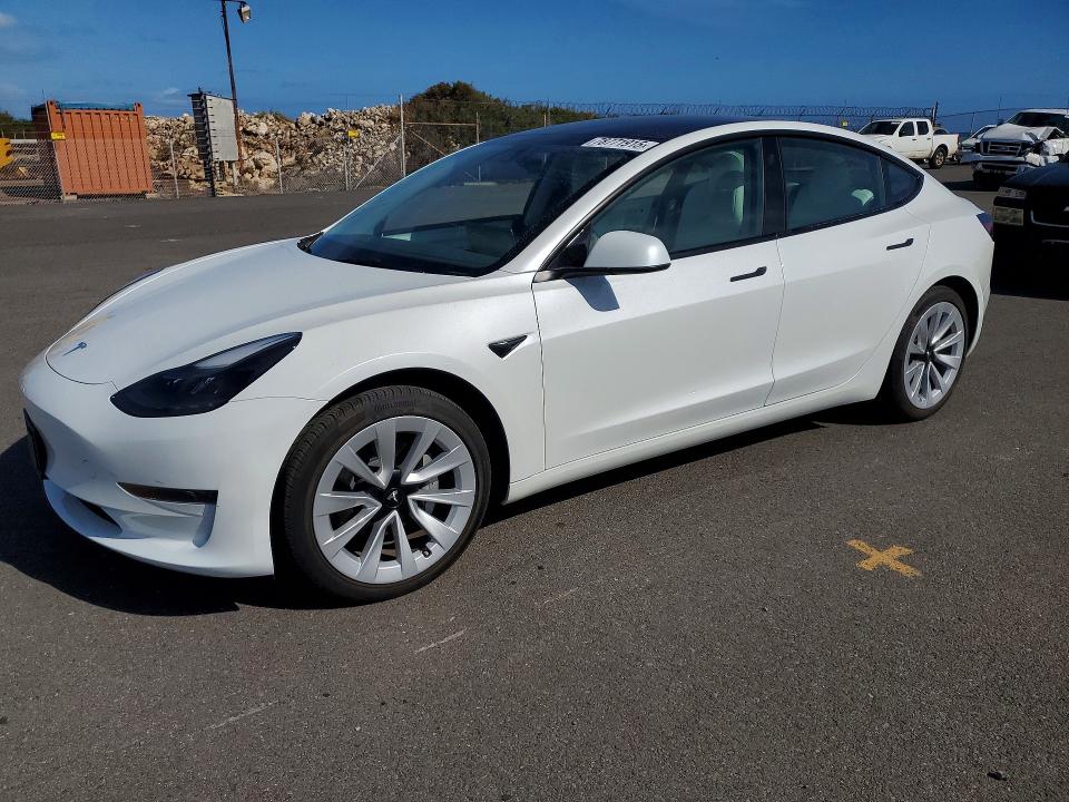 2023 Tesla Model 3 VIN 5YJ3E1EA6PF519586 COPART salvage auction — Rear End, HI - CERTIFICATE OF SALVAGE, sold $5,000 on 2026-05-22 (photo 1)