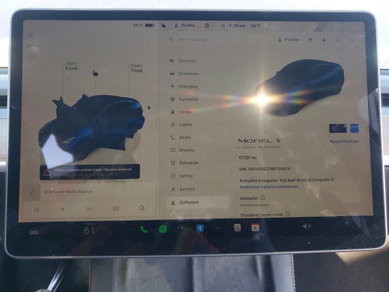 2024 Tesla Model y VIN 7SAYGDED7RF120574 COPART salvage auction — FRONT END, Ca - Salvage Certificate, sold $12,700 on 2026-07-20 (photo 9)
