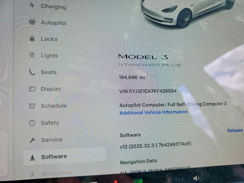 2019 Tesla Model 3 VIN 5YJ3E1EA7KF426584 COPART salvage auction — Rear End, IN - CERTIFICATE OF TITLE (P), sold $3,550 on 2026-06-30 (photo 9)