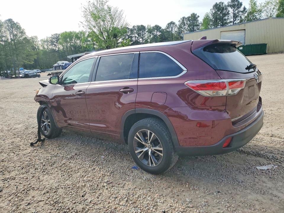 2016 Toyota Highlander VIN 5TDKKRFH3GS125778 COPART salvage auction — FRONT END, NC - SALVAGE CERTIFICATE OF TITLE, sold $5,700 on 2026-07-31 (photo 2)