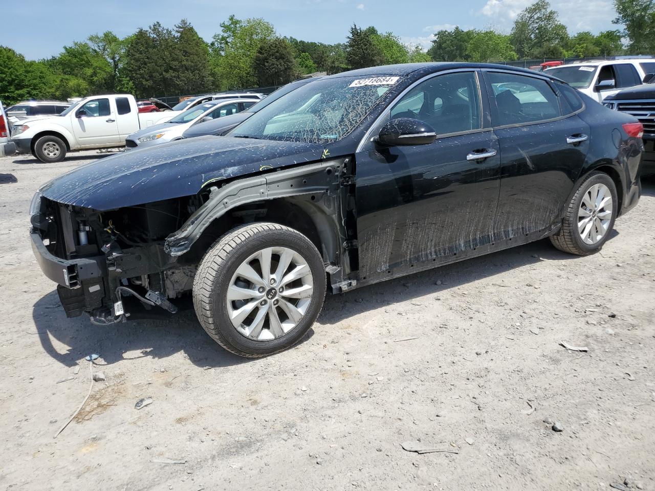 2018 Kia Optima VIN 5XXGT4L36JG266660 COPART salvage auction — Front End, Salvage, sold $2,600 on 2024-07-02 (photo 1)