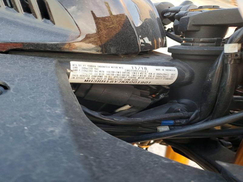 2019 Yama Yzf600 VIN MH3RH18Y7KK001901 COPART salvage auction — ALL OVER, TX - SALVAGE VEHICLE TITLE, sold $1,150 on 2026-07-30 (photo 9)