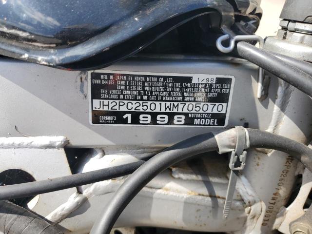 1998 Honda Cbr cycle VIN JH2PC2501WM705070 COPART salvage auction — FRONT END, Ga - Derelict Bos/Parts Only, sold $60 on 2026-07-21 (photo 9)