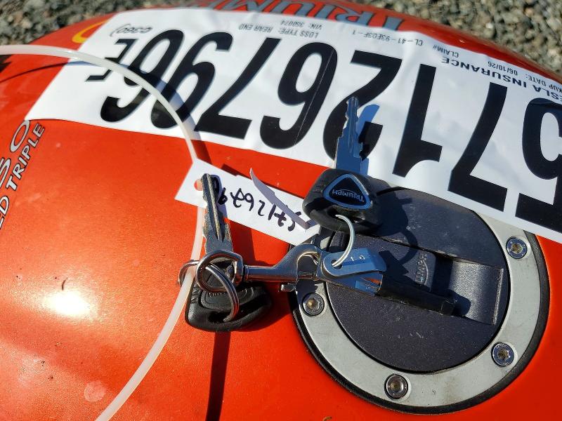 2008 Triumph motorcycle Speedtripl VIN SMT500PK68J350074 COPART salvage auction — REAR END, CA - SALVAGE CERTIFICATE, sold $375 on 2026-07-02 (photo 8)