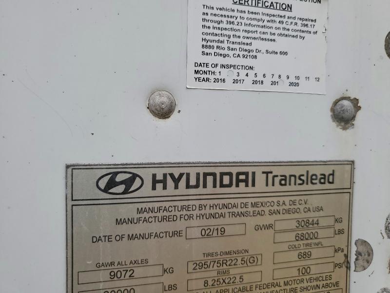 2020 Hyundai translead inc Trailers VIN 3H3V532C2LR365027 COPART salvage auction — REAR END, NJ - CERTIFICATE OF TITLE, sold $350 on 2026-07-28 (photo 8)