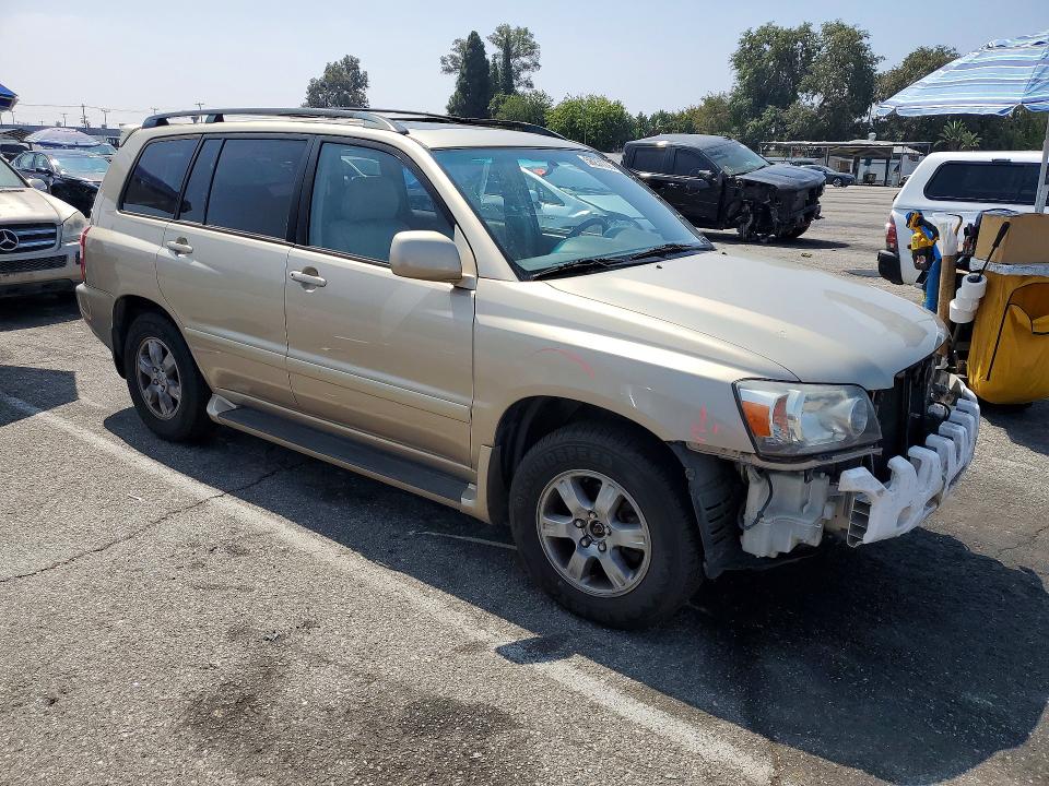 2004 Toyota Highlander VIN JTEDP21A340005940 COPART salvage auction — FRONT END, Ca - Salvage Certificate, sold $875 on 2026-07-28 (photo 4)