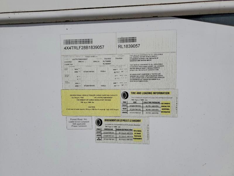 2011 Rockwood Trailer VIN 4X4TRLF28B1839057 COPART salvage auction — ALL OVER, NY - MV-907A SALVAGE CERTIFICATE, sold $1,000 on 2026-07-23 (photo 8)