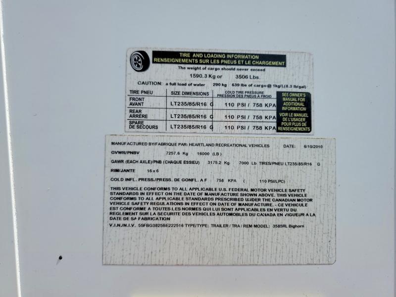 2011 Heart land M-3585 rl VIN 5SFBG3825BE222516 COPART salvage auction — WATER/FLOOD, NH - CERT OF TITLE-SALVAGE, sold $400 on 2026-07-28 (photo 8)