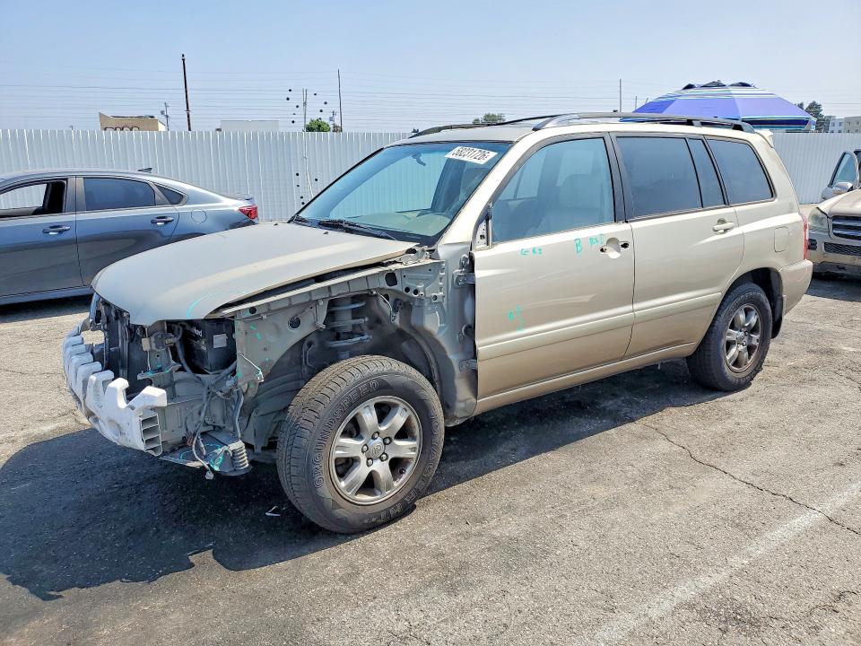 2004 Toyota Highlander VIN JTEDP21A340005940 COPART salvage auction — FRONT END, Ca - Salvage Certificate, sold $875 on 2026-07-28 (photo 1)