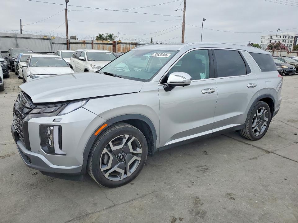 2023 Hyundai Palisade VIN KM8R44GE0PU566808 COPART salvage auction — FRONT END, Ca - Salvage Certificate (P), sold $11,500 on 2026-08-01 (photo 1)