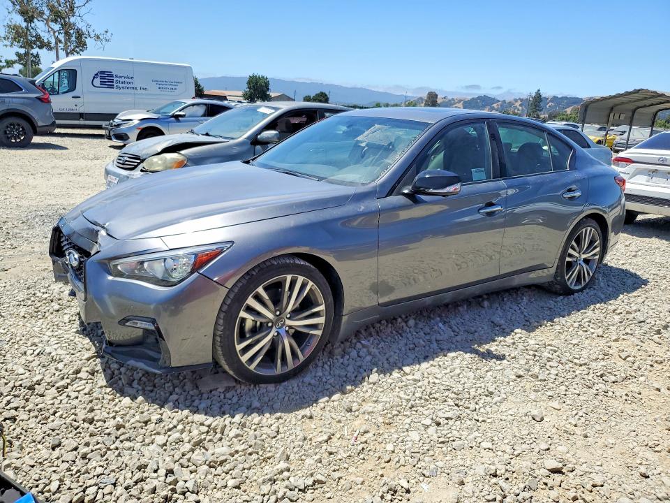2023 Infiniti Q50 VIN JN1EV7CP2PM511790 COPART salvage auction — FRONT END, Ca - Dis/Dlr/Exp App For Dup Clean (P), sold $10,100 on 2026-08-11 (photo 1)