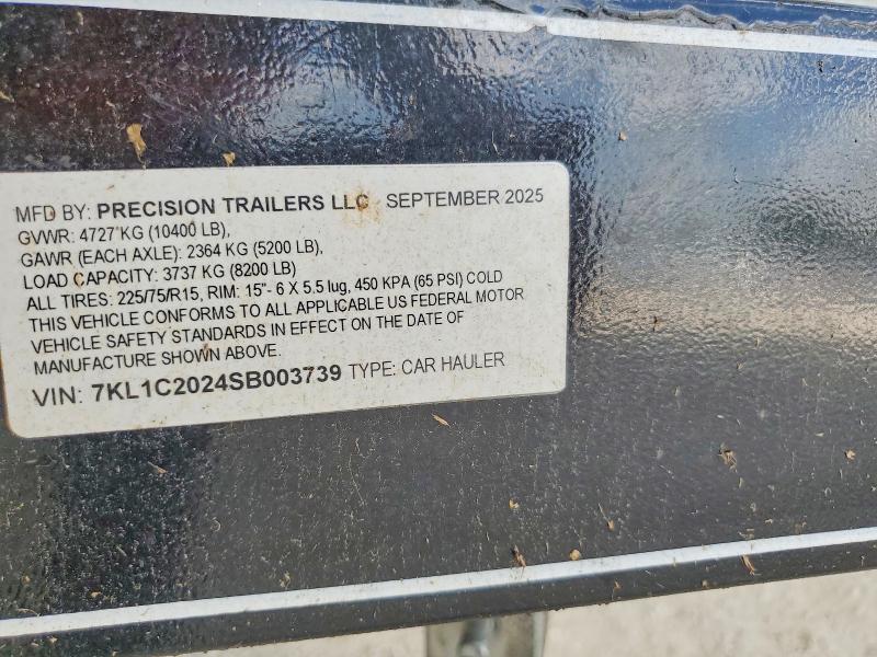 2025 Precision Unknown VIN 7KL1C2024SB003739 COPART salvage auction — MINOR DENT/SCRATCHES, TN - CERTIFICATE OF TITLE (P), sold $2,100 on 2026-07-22 (photo 8)