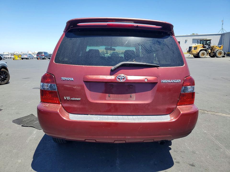 2007 Toyota Highlander VIN JTEEP21A270224526 COPART salvage auction — FRONT END, Ca - Salvage Certificate, sold $950 on 2026-07-20 (photo 6)