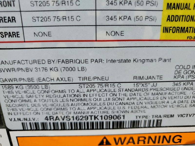 2026 Interstate Unknown VIN 4RAVS1629TK109061 COPART salvage auction — MINOR DENT/SCRATCHES, CT, sold $750 on 2026-07-30 (photo 8)