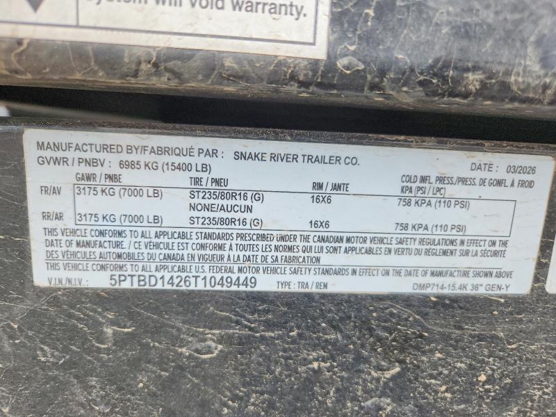 2026 Snakeriver Unknown VIN 5PTBD1426T1049449 COPART salvage auction — NORMAL WEAR, TN - CERTIFICATE OF TITLE (P), sold $2,450 on 2026-07-28 (photo 9)