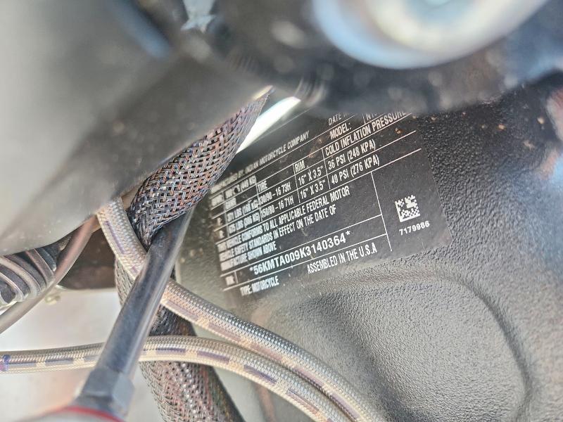 2019 Indian motorcycle co. Motorcycle VIN 56KMTA009K3140364 COPART salvage auction — REAR END, CO - PUBLIC - SALVAGE TITLE (P), sold $425 on 2026-07-30 (photo 9)
