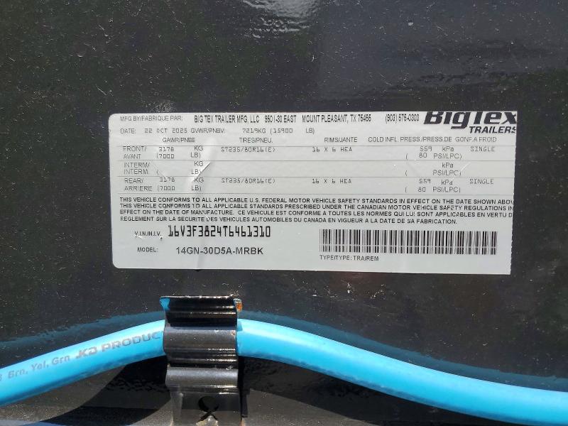 2026 Big tex Unknown VIN 16V3F3824T6461310 COPART salvage auction — MINOR DENT/SCRATCHES, TN - DEALER ONLY CLEAN TITLE (P), sold $5,600 on 2026-09-02 (photo 8)