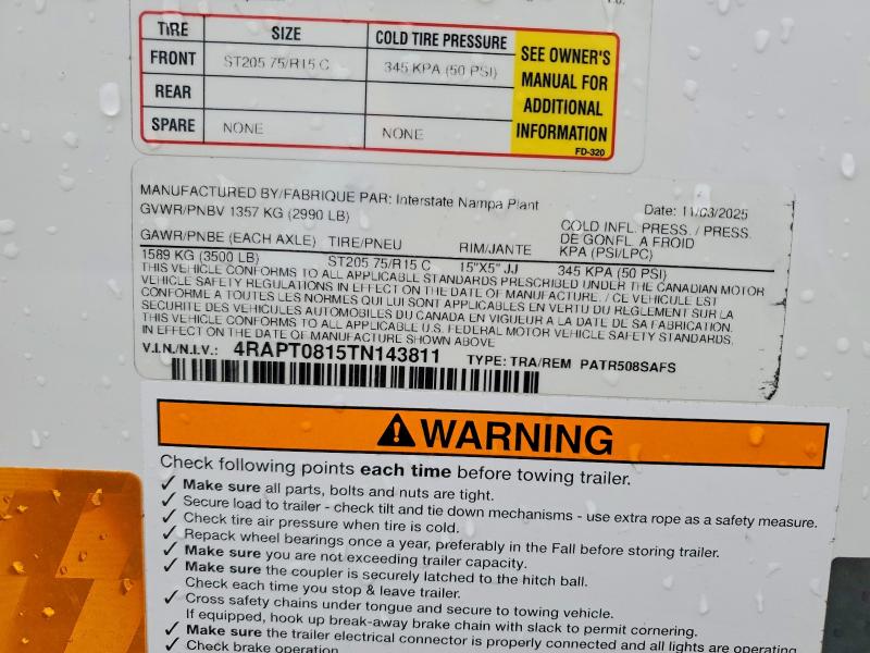 2026 Interstate Unknown VIN 4RAPT0815TN143811 COPART salvage auction — MINOR DENT/SCRATCHES, CT, sold $2,500 on 2026-09-25 (photo 8)