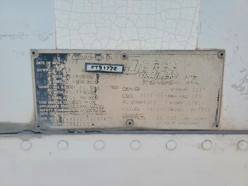 1989 Doresey Dry van VIN 1DTV41Z25KA188426 COPART salvage auction — NORMAL WEAR, CA - DIS/DLR/EXP ONLY CLEAN TITLE (P), sold $70 on 2026-07-28 (photo 9)
