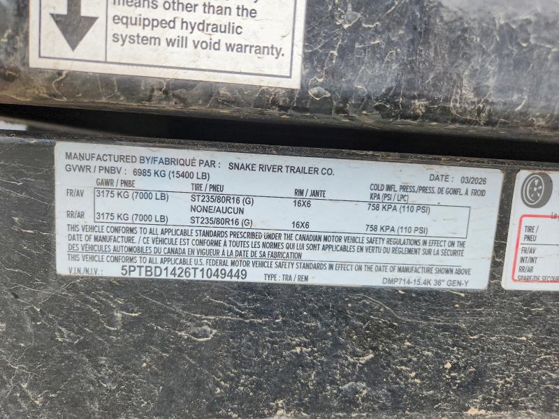 2026 Snakeriver Unknown VIN 5PTBD1426T1049449 COPART salvage auction — NORMAL WEAR, TN - CERTIFICATE OF TITLE (P), sold $2,450 on 2026-07-28 (photo 8)